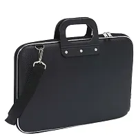 Briefcase Carrying Laptop Tab Ipad Mini Macbook Air Case With Removable Shoulder Strap For 15.6(Black)-thumb2