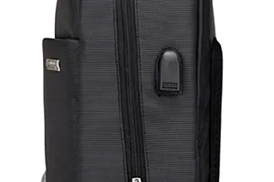 Polyester Dual Tone External Charging Via USB Laptop 15.6 Travel Waterproof Backpack (Blue)-thumb1