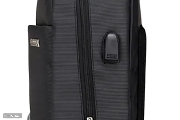 Polyester Dual Tone External Charging Via USB Laptop 15.6 Travel Waterproof Backpack (Blue)-thumb2