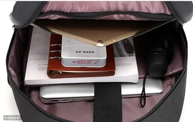 Polyester Dual Tone External Charging Via USB Laptop 15.6 Travel Waterproof Backpack (Blue)-thumb5