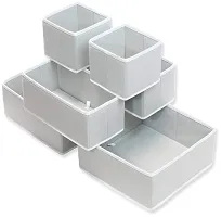 Non-Woven Foldable Cloth Storage Box (Grey) - Set of 6-thumb1