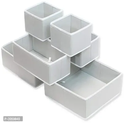 Non-Woven Foldable Cloth Storage Box (Grey) - Set of 6-thumb2