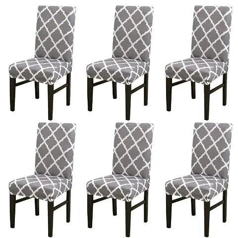 Polyester Stretchable, Removable Short Dining Chair Cover Protector, Set Of 6