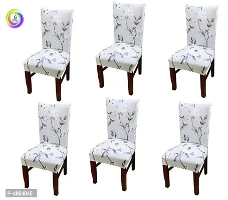 Elastic Chair Cover Stretch Removable Washable Short Dining Chair Cover Protector Seat Slipcover Set of 6 - Light Blue Flower