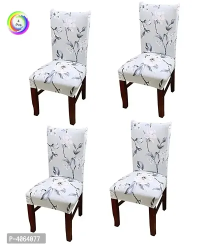 Elastic Chair Cover Stretch Removable Washable Short Dining Chair Cover Protector Seat Slipcover Set of 4 - Light Blue Flower
