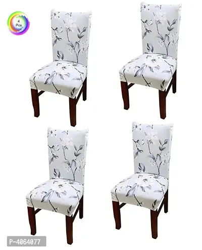 Elastic Chair Cover Stretch Removable Washable Short Dining Chair Cover Protector Seat Slipcover Set of 4 - Light Blue Flower-thumb0