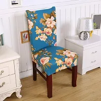 Elastic Chair Cover Stretch Removable Washable Short Dining Chair Cover Protector Seat Slipcover Set of 4 - Blue Flower-thumb1