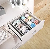 Set Of 4 Foldable Drawer Dividers, Storage Boxes,Innerwear Storage Box, Closet Organizers, Under Bed Organizer - Light Grey-thumb1