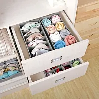 Set Of 4 Foldable Drawer Dividers, Storage Boxes,Innerwear Storage Box, Closet Organizers, Under Bed Organizer - Light Grey-thumb3