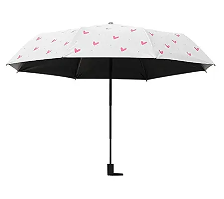 Ultra Light and Small Mini Umbrella with Carrying Pouch - White Heart