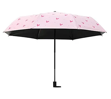 Ultra Light and Small Mini Umbrella with Carrying Pouch - Pink Heart