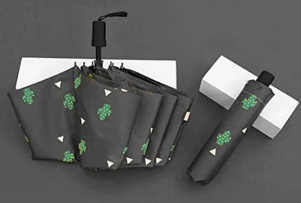 Ultra Light and Small Mini Umbrella with Carrying Pouch - Black Cactus