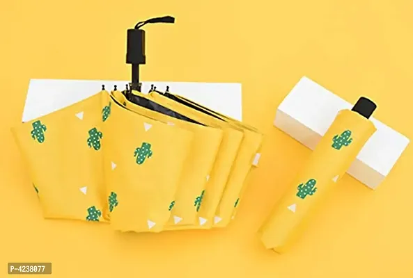 Ultra Light and Small Mini Umbrella with Carrying Pouch - Yellow Cactus-thumb0