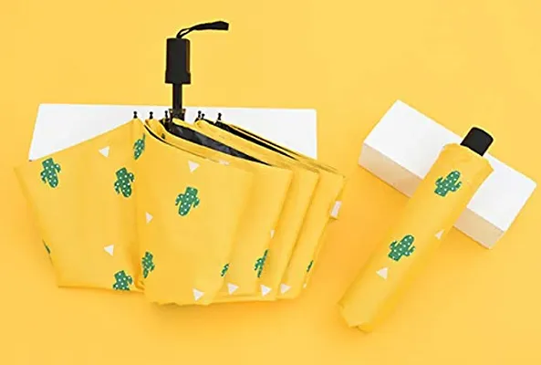 Ultra Light and Small Mini Umbrella with Carrying Pouch - Yellow Cactus