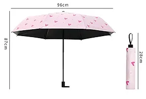 Ultra Light and Small Mini Umbrella with Carrying Pouch - Pink Heart-thumb1