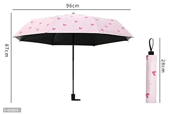 Ultra Light and Small Mini Umbrella with Carrying Pouch - Pink Heart-thumb2