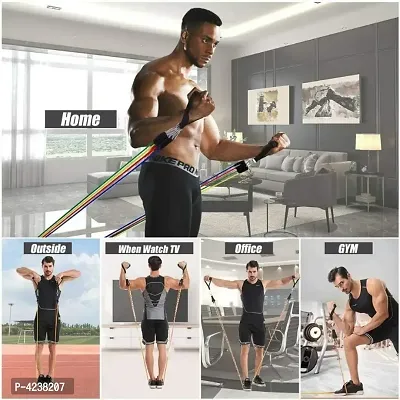 11 Pcs Portable Fitness Exercise Bands with Handles, Training Tubes with Anchor and Ankle Straps for Resistance Training, Home Workout and Gym Fitness-thumb4