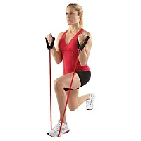 Resistance Tube Exercise Bands for Stretching with Door Anchor, Workout, and Toning for Men, and Women - Red-thumb1
