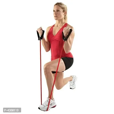 Resistance Tube Exercise Bands for Stretching with Door Anchor, Workout, and Toning for Men, and Women - Red-thumb2