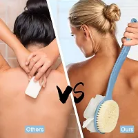 Shower Body Brush with Bristles and Loofah, Back Scrubber Bath Mesh Sponge with Curved Long Handle for Skin Exfoliating Bath, Massage Bristles Suitable for Wet or Dry, Men and Women -  Blue-thumb4
