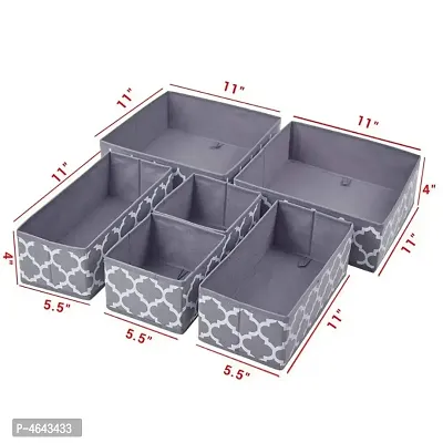 Foldable Cloth Storage BoxCloset Dresser Drawer Organizer Cube Basket Bins Containers Divider with Drawers for Underwear, Bras, Socks, Ties, Scarves, Set of 6 - Grey Lanrtern-thumb3