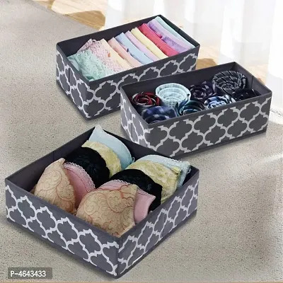 Foldable Cloth Storage BoxCloset Dresser Drawer Organizer Cube Basket Bins Containers Divider with Drawers for Underwear, Bras, Socks, Ties, Scarves, Set of 6 - Grey Lanrtern-thumb5