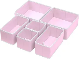Foldable Cloth Storage BoxCloset Dresser Drawer Organizer Cube Basket Bins Containers Divider with Drawers for Underwear, Bras, Socks, Ties, Scarves, Set of 6 - Pink-thumb1