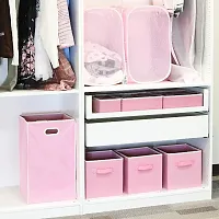 Foldable Cloth Storage BoxCloset Dresser Drawer Organizer Cube Basket Bins Containers Divider with Drawers for Underwear, Bras, Socks, Ties, Scarves, Set of 6 - Pink-thumb2