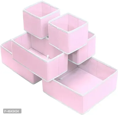 Foldable Cloth Storage BoxCloset Dresser Drawer Organizer Cube Basket Bins Containers Divider with Drawers for Underwear, Bras, Socks, Ties, Scarves, Set of 6 - Pink-thumb5