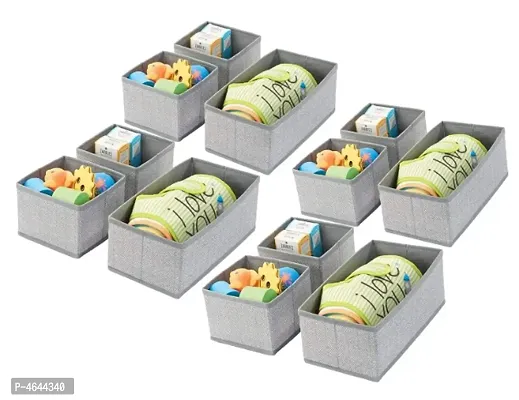 Storage Box Set of 3 Closet Dresser Drawer Organizer Cube Basket Bins Containers Divider with Drawers for Underwear, Bras, Socks, Ties, Scarves, Grey (Grey 1 Pack)