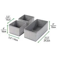 Storage Box Set of 3 Closet Dresser Drawer Organizer Cube Basket Bins Containers Divider with Drawers for Underwear, Bras, Socks, Ties, Scarves - Grey-thumb1