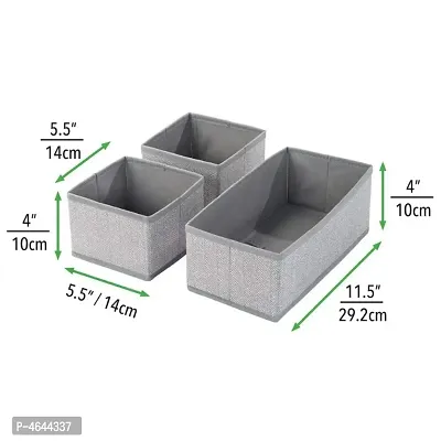 Storage Box Set of 3 Closet Dresser Drawer Organizer Cube Basket Bins Containers Divider with Drawers for Underwear, Bras, Socks, Ties, Scarves - Grey-thumb2