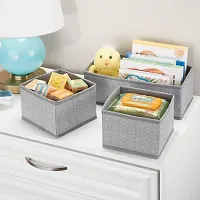 Storage Box Set of 3 Closet Dresser Drawer Organizer Cube Basket Bins Containers Divider with Drawers for Underwear, Bras, Socks, Ties, Scarves - Grey-thumb2