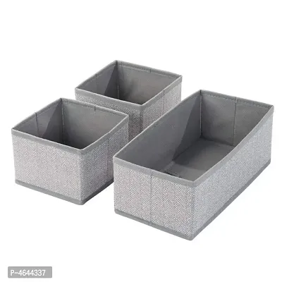Storage Box Set of 3 Closet Dresser Drawer Organizer Cube Basket Bins Containers Divider with Drawers for Underwear, Bras, Socks, Ties, Scarves - Grey-thumb5