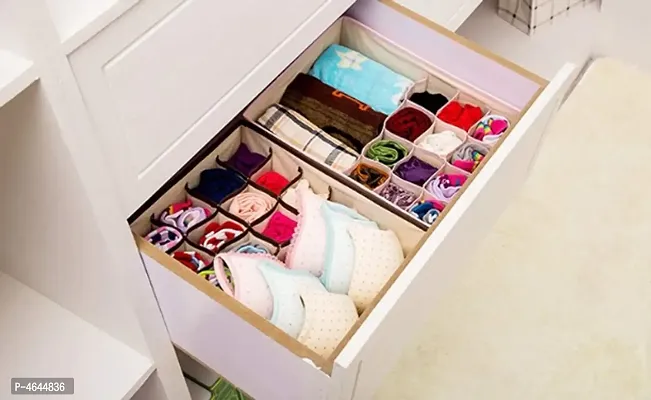 Innerwear Organizer 15+1 Compartment Non-Smell Non Woven Foldable Fabric Storage Box for Closet - Brown Fox-thumb2