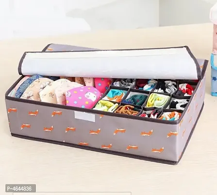 Innerwear Organizer 15+1 Compartment Non-Smell Non Woven Foldable Fabric Storage Box for Closet - Brown Fox-thumb5