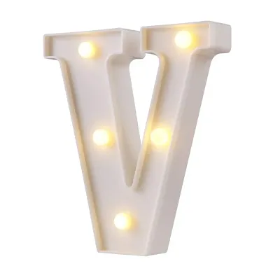 6 LED Marquee Letter Lights Sign, Light Up Alphabet Letters for Wedding Birthday Party Christmas Home Bar Decoration Battery Operated - V