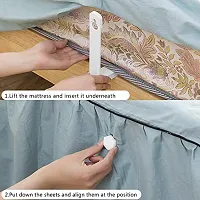 House of Quirk ABS Plastic Easy Install Bed Sheet Fixer Blankets No Elastic Straps or Clips Holders Cover, Non-Running Needle-Free Household Invisible Trackless Anti-Skid Clip - White, Standard-thumb3