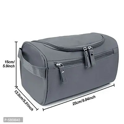 House of Quirk Fabric Travel Toiletry Bag Organizer and Dopp Kit (16 x 10.01 x 3 cm)(Grey)-thumb5