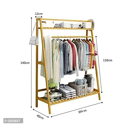 House of Quirk Single Rail Bamboo Garment Rack with 6 Side Hook Tree Stand Coat Hanger and Four Stable Leveling Feet for Jacket, Umbrella, Clothes, Hats, Scarf, and Handbags - (70cm) DIY (DO-IT-YOURSE-thumb5