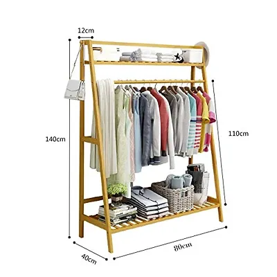 House of Quirk Single Rail Bamboo Garment Rack with 6 Side Hook Tree Stand Coat Hanger and Four Stable Leveling Feet for Jacket, Umbrella, Clothes, Hats, Scarf, and Handbags - (70cm) DIY (DO-IT-YOURSE