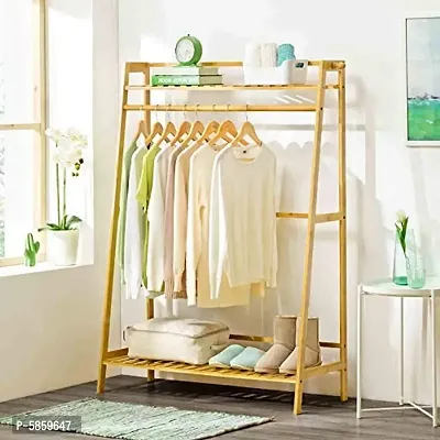 House of Quirk Single Rail Bamboo Garment Rack with 6 Side Hook Tree Stand Coat Hanger and Four Stable Leveling Feet for Jacket, Umbrella, Clothes, Hats, Scarf, and Handbags - (70cm) DIY (DO-IT-YOURSE-thumb3
