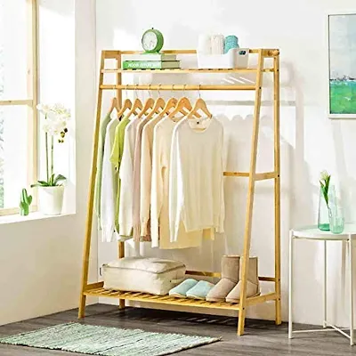 House of Quirk Single Rail Bamboo Garment Rack with 6 Side Hook Tree Stand Coat Hanger and Four Stable Leveling Feet for Jacket, Umbrella, Clothes, Hats, Scarf, and Handbags - (70cm) DIY (DO-IT-YOURSE