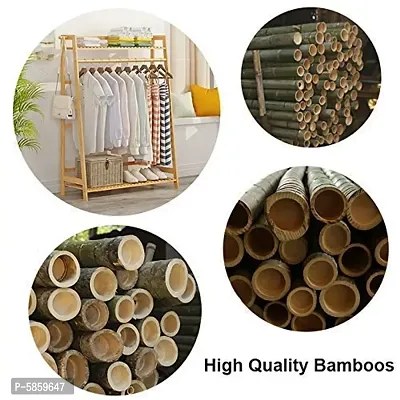 House of Quirk Single Rail Bamboo Garment Rack with 6 Side Hook Tree Stand Coat Hanger and Four Stable Leveling Feet for Jacket, Umbrella, Clothes, Hats, Scarf, and Handbags - (70cm) DIY (DO-IT-YOURSE-thumb2
