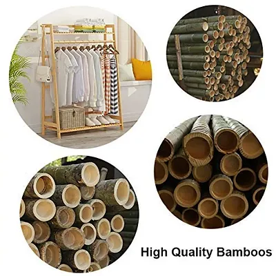 House of Quirk Single Rail Bamboo Garment Rack with 6 Side Hook Tree Stand Coat Hanger and Four Stable Leveling Feet for Jacket, Umbrella, Clothes, Hats, Scarf, and Handbags - (70cm) DIY (DO-IT-YOURSE