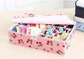 Innerwear Organizer 15+1 Compartment Non-Smell Non Woven Foldable Fabric Storage Box for Closet - Pink(Cherry)-thumb2