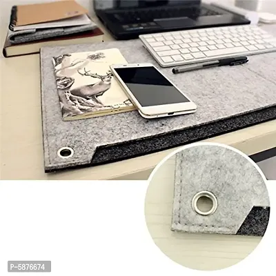 House of Quirk Laptop Keyboard Mouse Felt Pad with Paper and Pen Pocket for Desktops (Grey)-thumb4