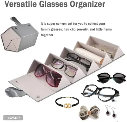 Sunglasses Organizer 5 Slots Compact Travel Glasses Case Multiple Pairs Eyeglasses Storage Box Hanging Eyewear Holder(grey)-thumb3