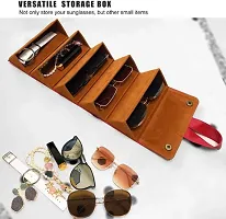 Sunglasses Organizer 5 Slots Compact Travel Glasses Case Multiple Pairs Eyeglasses Storage Box Hanging Eyewear Holder(Brown)-thumb2