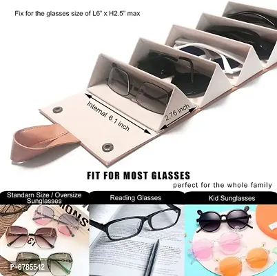 Sunglasses Organizer 5 Slots Compact Travel Glasses Case Multiple Pairs Eyeglasses Storage Box Hanging Eyewear Holder(Brown)-thumb4